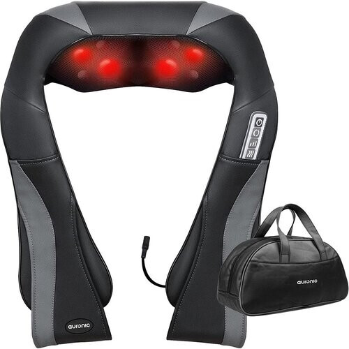 Tweedekans Auronic Shiatsu Massagekussen - Elektrisch Nekmassage Apparaat - Infrarood - Inclusief Draagtas - Zwart/Grijs Tweedehands