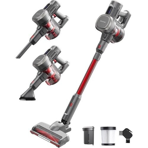 Tweedekans Auronic Steelstofzuiger Draadloos 220W - Draadloze Stofzuiger - HEPA Filter - Zelfstaand - Op Accu - Zonder Zak - Kruimeldief - Vacuum Cleaner - Grijs/Rood Tweedehands