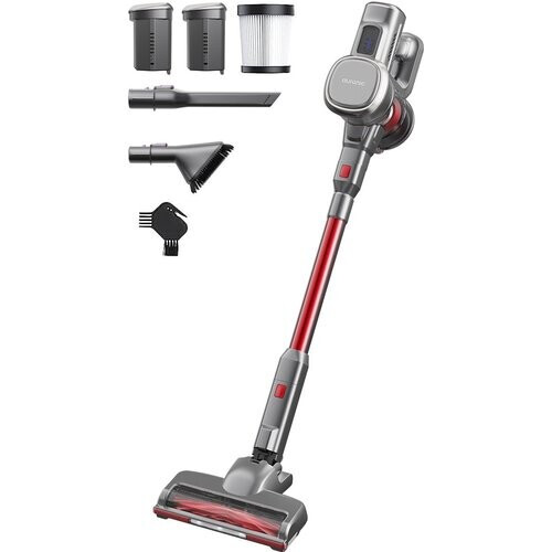 Tweedekans Auronic Steelstofzuiger - Draadloos - Zonder Zak - Op Accu - Zelfstaand - 220W - Extra Batterij - Vacuum Cleaner - Grijs/Rood Tweedehands