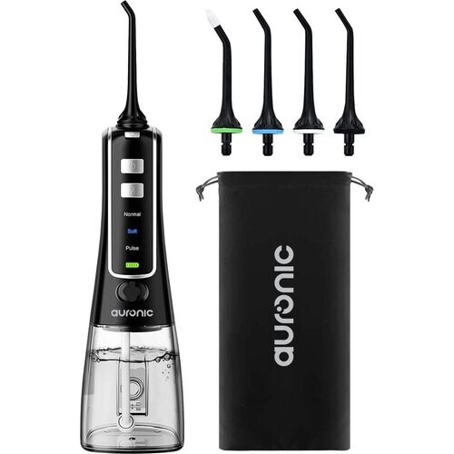 Tweedekans Auronic Waterflosser - Elektrisch - Monddouche - 3 Standen - 4 Opzetstukjes - 300 ml - Zwart Tweedehands