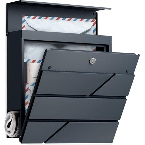 Tweedekans Avalo Brievenbus RVS Antraciet met Krantenvak en Slot - Incl. Montagemateriaal & 2 Sleutels Tweedehands