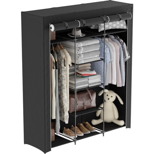 Tweedekans Avalo Kledingkast Stof Opvouwbaar XXL - 150x45x175 CM - Garderobekast - Kledingkast Slaapkamer - Zwart Tweedehands