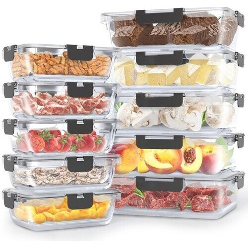 Tweedekans Avalo Vershoudbakjes Glas - Meal Prep Bakjes - Diepvriesbakjes - Met Deksel - 10 Delig 1060ml / 370ml Tweedehands