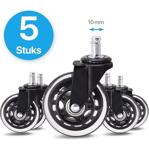 Tweedekans Avint Goods Bureaustoel Wieltjes - Bureaustoelwielen - Zwenkwielen - 10mm - Set van 5 - Thuiswerken zonder Bureaustoelmat of Vloerbeschermer Tweedehands