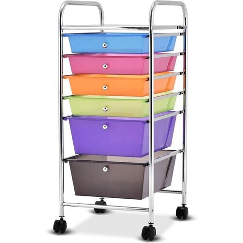 Tweedekans Badkamertrolley Rolcontainer met laden - Veelkleurig - 37 x 74 x 32 cm - PP-materiaal Tweedehands