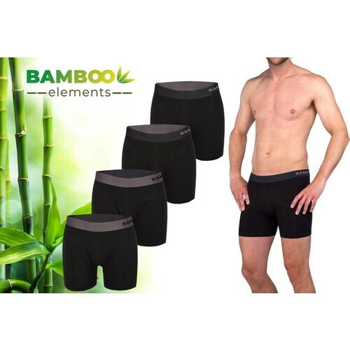 Tweedekans Bamboo Elements - Boxershort Heren - Bamboe - 4 Stuks - Zwart - Ondergoed Heren - Heren Ondergoed - Boxer - Bamboe Boxershorts Voor Mannen Tweedehands