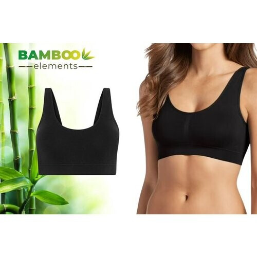 Tweedekans Bamboo Elements Naadloze BH Zonder Beugel - Zwart - Uitneembare BH pads - Bralette Dames - Beha - Bamboe - Seamless Ondergoed Dames Tweedehands