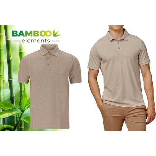 Tweedekans Bamboo Elements - Polo Shirt Heren - Dark Sand Beige L - Polo Heren - Korte Mouw - Pique Stof - T Shirt Heren - Bamboe Tweedehands