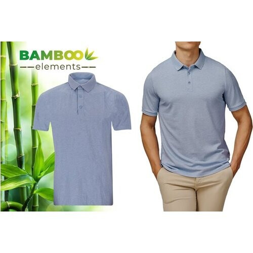 Tweedekans Bamboo Elements - Polo Shirt Heren - Licht Blauw Maat L - Polo Heren Korte Mouw - Pique Stof - T Shirt Heren - Bamboe Tweedehands