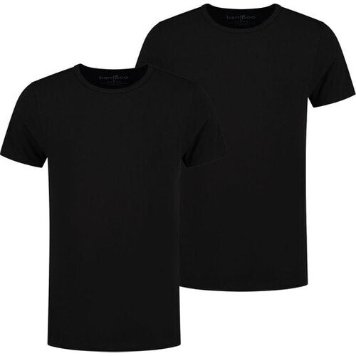 Tweedekans Bamboo - T Shirt Heren - Ronde Hals - 2 Stuks - Zwart - L - Bamboe - Ondershirt Heren - Extra Lang - Anti Zweet T-shirt Heren Tweedehands