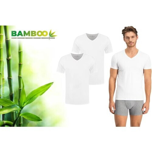 Tweedekans Bamboo - T-Shirt Heren - V Hals - 2 Pack - Wit - XXL - Bamboe Ondershirt Heren - V-Neck - Anti Zweet T-shirt Heren Tweedehands