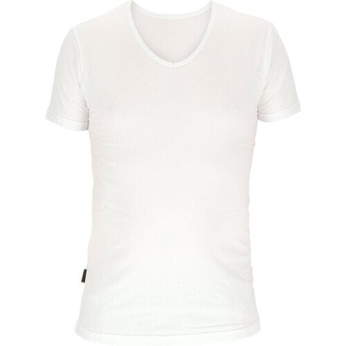 Tweedekans Basset Heren Bamboe T-Shirt V-Hals Wit - Maat S Tweedehands