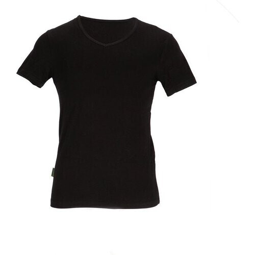 Tweedekans Basset Heren Bamboe T-Shirt V-Hals Zwart - Maat M Tweedehands