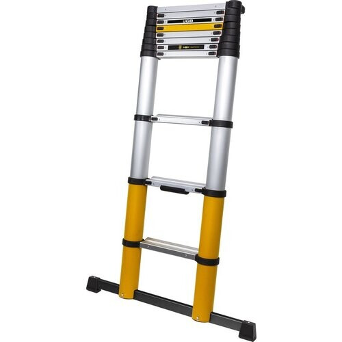Tweedekans JCB by Batavia Telescoopladder Limited Edition – Voorzien Van Soft-Close Systeem En Hoekindicator En Antislip Sporten – Voor Professionals En Doe-het-zelvers – Zilver Aluminium – 83 – 327 x 83,5 x 8 cm Tweedehands