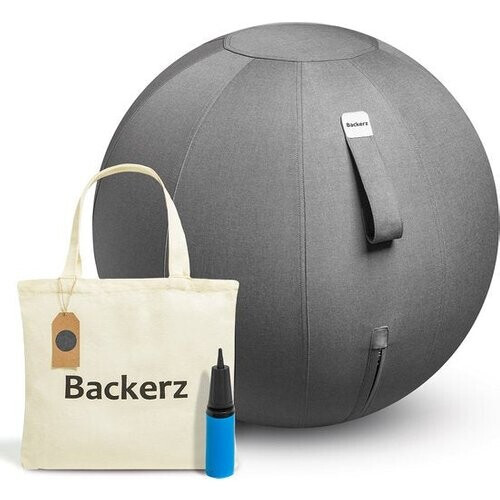 Tweedekans Bckz Zitbal Kantoor en Thuis 65 CM - Luxe Yoga Bal - Zitballen met Hoes - Ergonomische Bureaustoel Bal - Linnen Donkergrijs Tweedehands