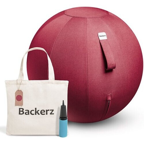 Tweedekans Bckz Zitbal Kantoor en Thuis 65 CM - Luxe Yoga Bal - Zitballen met Hoes - Ergonomische Bureaustoel Bal - Linnen Rood Tweedehands
