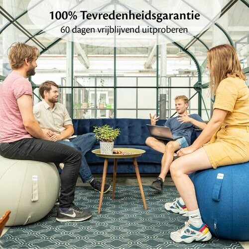 Tweedekans Bckz Zitbal Kantoor en Thuis 75 CM - Luxe Yoga Bal - Zitballen met Hoes - Ergonomische Bureaustoel Bal - Linnen Donkerblauw Tweedehands
