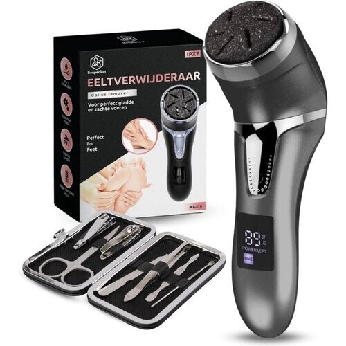 Tweedekans Beeperfect® Elektrische Eeltverwijderaar met Stofzuigsysteem - Voetvijl - Eeltvijl - IPX7 Waterdicht - Gratis Pedicure set - Inclusief 6 Eeltschijven - Zwart Tweedehands