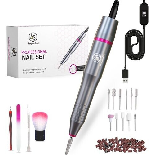 Tweedekans Beeperfect Elektrische Nagelvijl–Pedicureset - 20.000 RPM– Grijs Tweedehands