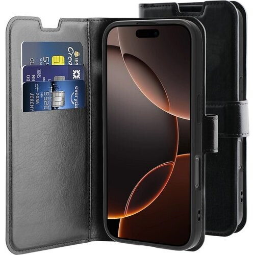 Tweedekans Behello Hoes Bookcover iPhone 16 Pro Gel zwart Tweedehands