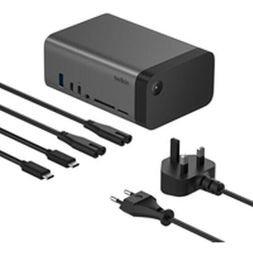 Tweedekans Belkin – Pro USB-C 11-in-1 GaN Dockingstation – Voorzien Van 11 Poorten En 96 W Power Delivery En 8K Video-Ondersteuning – Voor Windows En MacOS En ChromeOS – Grijs En Zwart Gerecycled Kunststof Tweedehands
