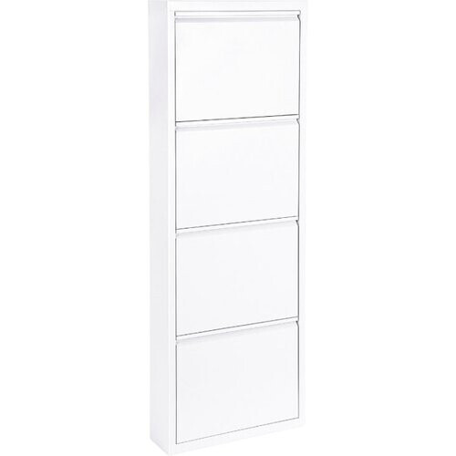 Tweedekans Bizotto Schoenenkast - 4 Lades - Metaal - 139 x 50 cm - Wit Tweedehands