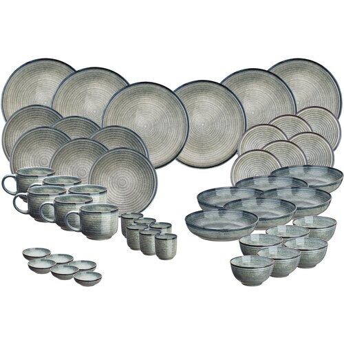 Tweedekans BJORN Serviesset ZEN - 48 Delig - Vaatwasserbestendig - Grijs/Blauw Tweedehands