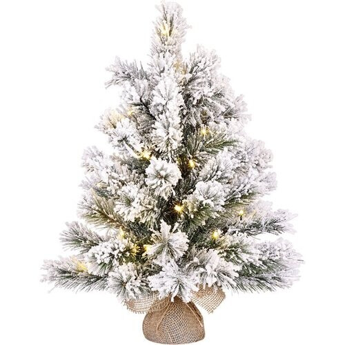 Tweedekans Black Box Trees Dinsmore Kunstkerstboom in Jute met LED Verlichting - H60 x Ø50 cm - Frosted Green Tweedehands