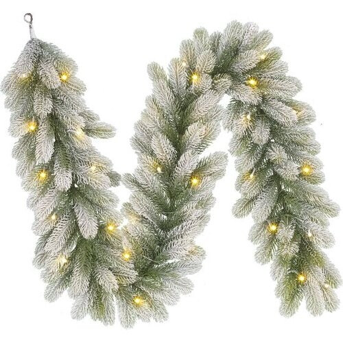 Tweedekans Black Box Trees Nigata Guirlande met Warm Witte LED Verlichting - L180 cm - Groen Frosted Tweedehands