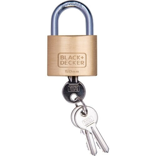Tweedekans BLACK+DECKER Hangslot met Sleutel - 60mm - Incl. 3 Sleutels - Massief Messing Slot Tweedehands