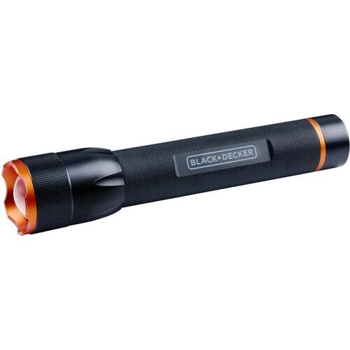 Tweedekans BLACK+DECKER LED Zaklamp 350 Lumen - 6W - 200M Bereik - 3 Lichtstanden: Hoog, Laag, Pulserend - Zwart/Oranje Tweedehands