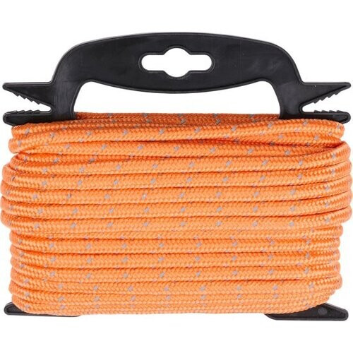 Tweedekans BLACK+DECKER Spanband 15 Meter - Incl. Spanband Oproller - Sjorband - Transport Touw - Elastisch Koord - met Reflecterende Delen - Transportbeheer - Nylon/ Kunststof - Oranje/Zwart Tweedehands