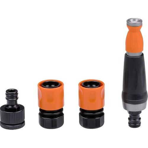 Tweedekans BLACK+DECKER Tuinslangkoppelingen Set van 4 - Tuinslangkoppelingen/ 2x Waterstop/ Tussenstuk - Zwart/ Oranje Tweedehands