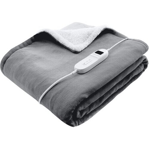 Tweedekans Bloomfold Elektrische Deken - 160 x 130 cm - Wasmachinebestendig - 1 Persoons - 9 Standen - Met Timer - Warmtedeken - Grijs/flannel Tweedehands