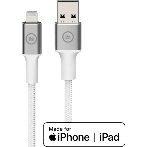 Tweedekans BlueBuilt Usb A naar Lightning Kabel 1,5m Nylon Wit Tweedehands