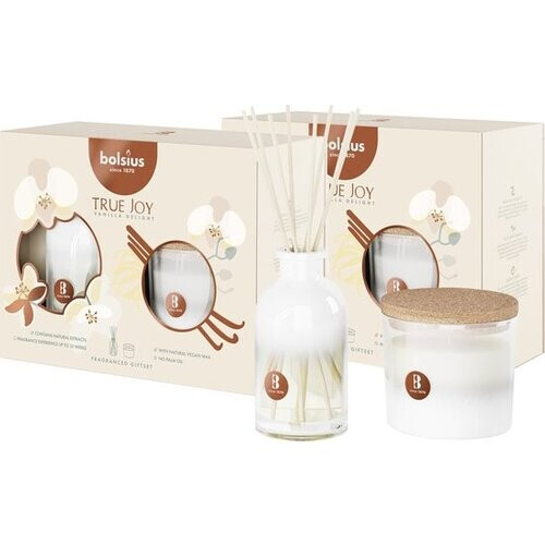 Tweedekans Bolsius - 2 x Geschenkset - Geurstokjes & Geurglas - True Joy - Vanilla Delight Tweedehands