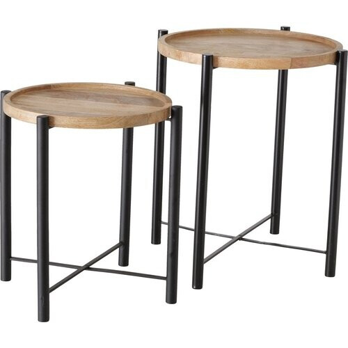 Tweedekans Boltze Salontafel Malev – Set van 2 Bijzettafels - Ø49 cm x 55 cm Tweedehands