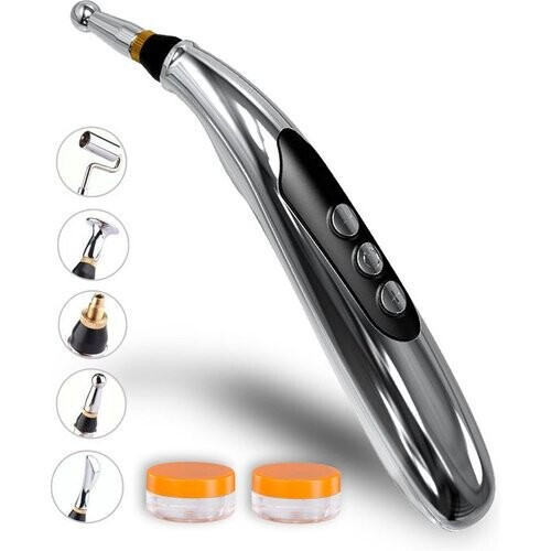 Tweedekans Bolusso Complete Acupunctuur Pen Set – Inclusief 5 Kopstukken, Nederlandse Handleiding – Massage Pen en Hulpmiddel – Oplaadbaar - Inclusief Gel Potjes Tweedehands