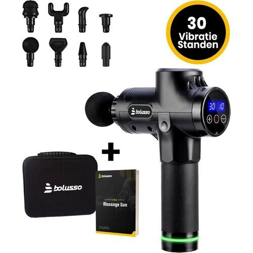 Tweedekans Bolusso Premium Massage Gun - Sport en Relax Massage - Massage Apparaat - 8 Opzetstukken - 30 Standen - Professioneel - Gratis E-book Tweedehands