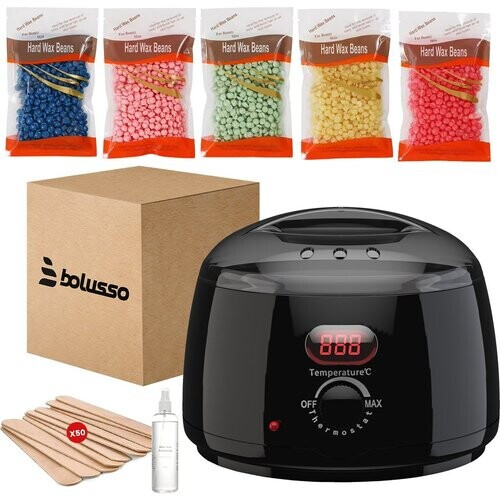 Tweedekans Bolusso Wax Apparaat - Ontharing Set - NIEUW model - 5 Soorten Beans 500 Gram - 50 Wax Staafjes - Gratis Afterwax - Wax Heater - Ontharingsapparaat - Wax Beans Verwarmer - Ontharingsset - Wax set Tweedehands