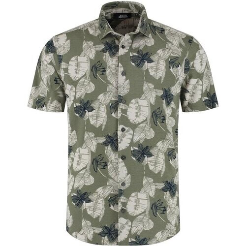 Tweedekans Boston Brothers AOP Pique Shirt Heren XL Khaki BBO36S308-3023-4108 SS Tweedehands