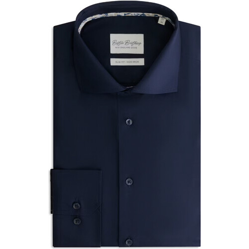 Tweedekans Boston Brothers – Business Overhemd Wide Spread – Maat 38 & Slim Fit – Met Contrasterende Knopen En Easy-Care Finish – Voor Formeel Gebruik – Navy Twill Tweedehands