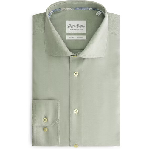 Tweedekans Boston Brothers Non-Iron Overhemd – Heren – Slim Fit – Wide Spread – Oxford Weving – Lichtgroen – Maat 42 Tweedehands