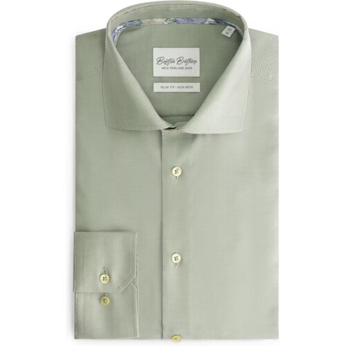Tweedekans Boston Brothers Non-Iron Overhemd – Heren – Slim Fit – Wide Spread – Oxford Weving – Lichtgroen – Maat 38 Tweedehands