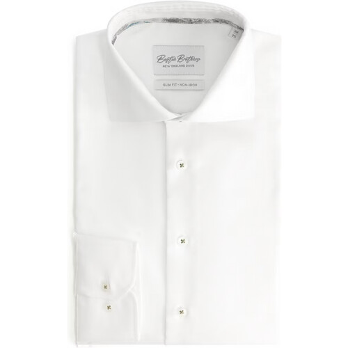 Tweedekans Boston Brothers Non-Iron Oxford Overhemd Heren – Slim Fit, Wide Spread Kraag, Wit (Maat 39) Tweedehands