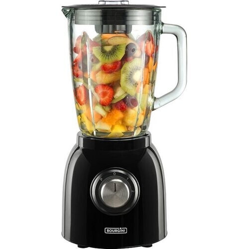 Tweedekans Bourgini Nostalgische Blender Zwart 1.5L - Glazen kan - Zwart - IJscrusher - Mixer - 600 Watt Tweedehands