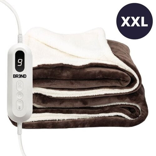 Tweedekans BREND BR-2219 Elektrische Deken met 9 Temperatuurinstellingen – Flanel Fleece Deken - Warme Plaid voor Bank en Bed – 180 x 130 cm - Bruin/Wit Tweedehands
