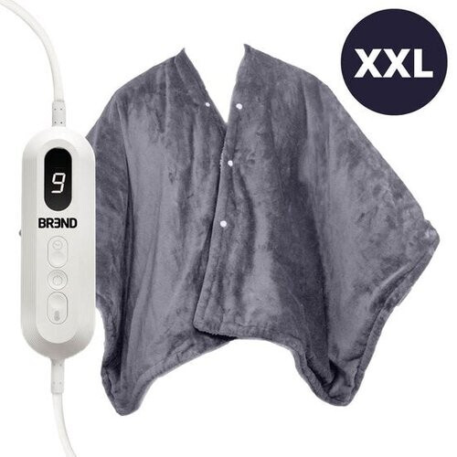 Tweedekans BREND BR-2220 Elektrische Deken en Poncho – Sherpa en Flanel Fleece Plaid – Warmte Cape - 160 x 130 cm - 9 Temperatuurinstellingen - Antraciet Tweedehands