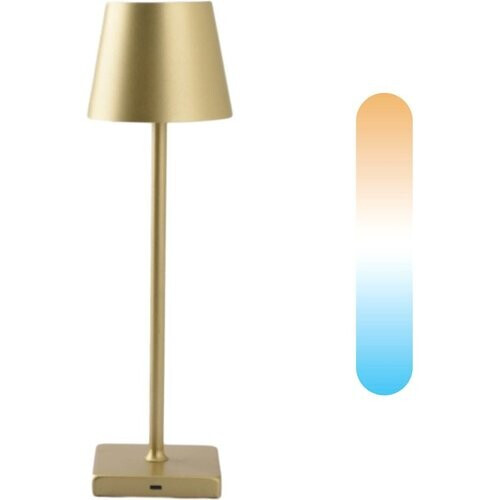 Tweedekans BREND BR-2228 Draadloze Tafellamp voor Binnen en Buiten – Decoratieve en Dimbare Lamp – Oplaadbare Verlichting met 3 Lichtstanden – IP44 – Goud Tweedehands