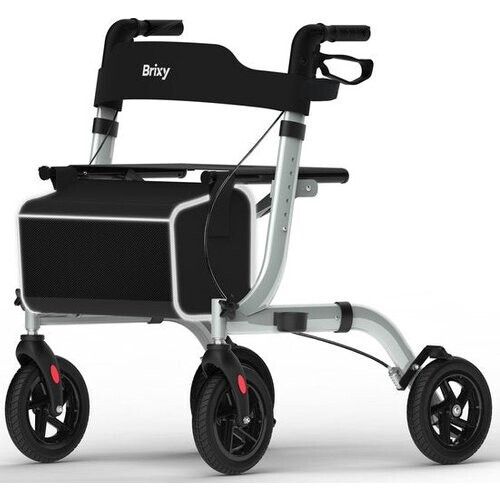 Tweedekans Brixy Rollator - Lichtgewicht En Opvouwbaar - Zitfunctie - Rugleuning, Tas En Wandelstokhouder - Grijs Tweedehands